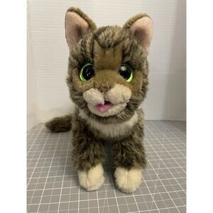 Cuddle Barn Lil Bub Tabby Cat Plush Toy 12" Realistic Stuffed Animal Green Eyes